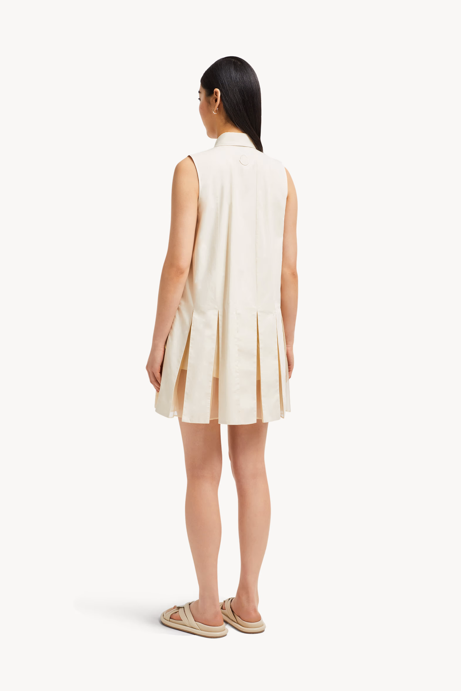 Mini robe chemise en coton et soie Femmes Blanc Ivoire Moncler 5